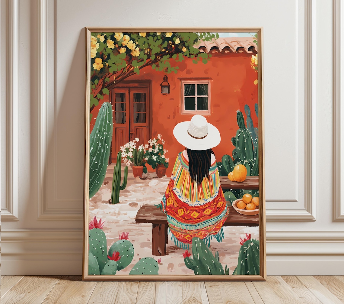 Colorful Mexican Woman Abstract Art Print