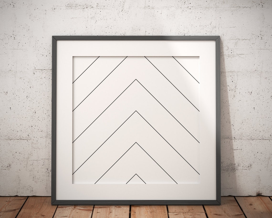 Abstract Geometric Lines Chevron Art Scandinavian Minimalist Print - Image 2