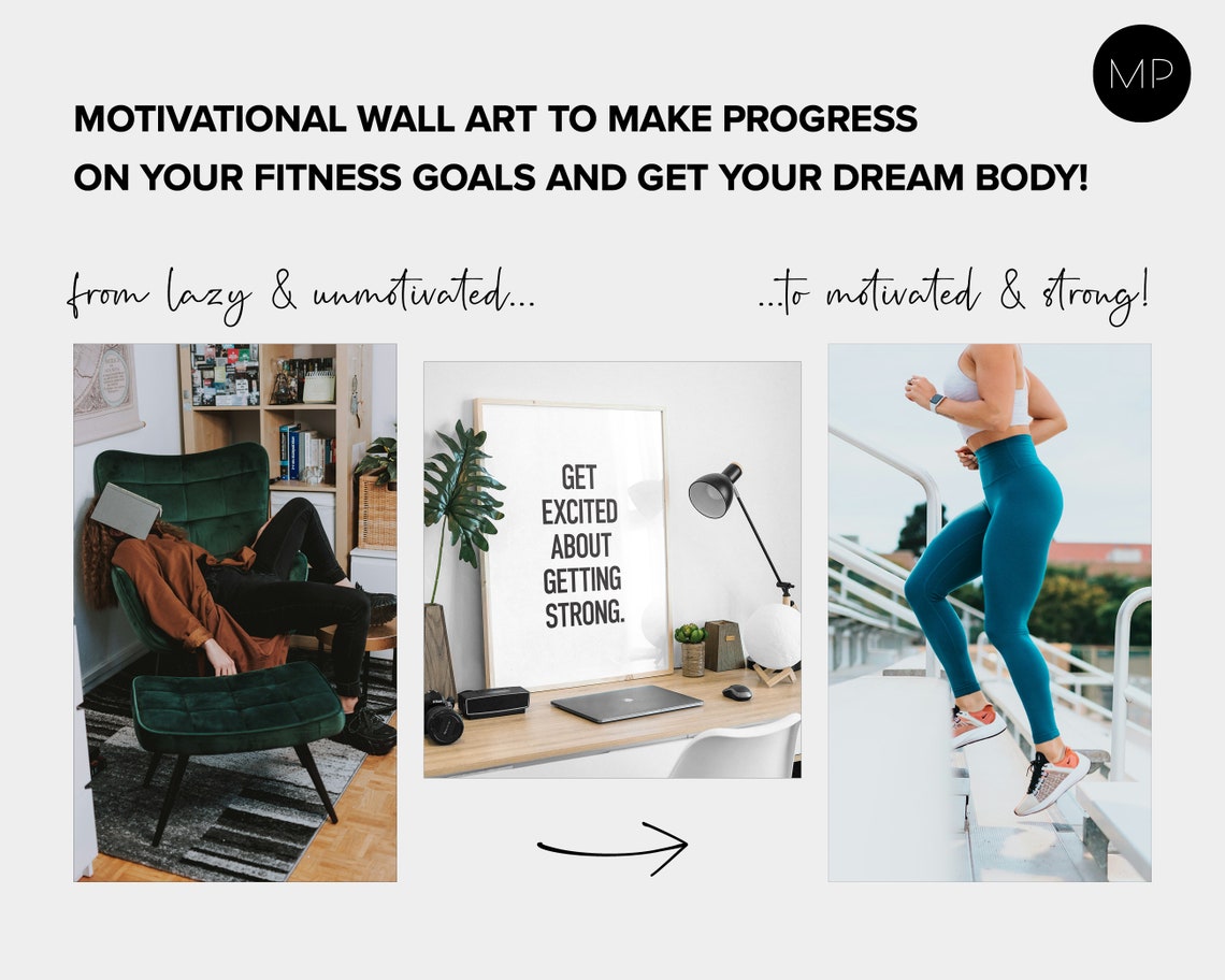 Get Excited About Getting Strong Fitness Gym Motivational Poster - Image 3