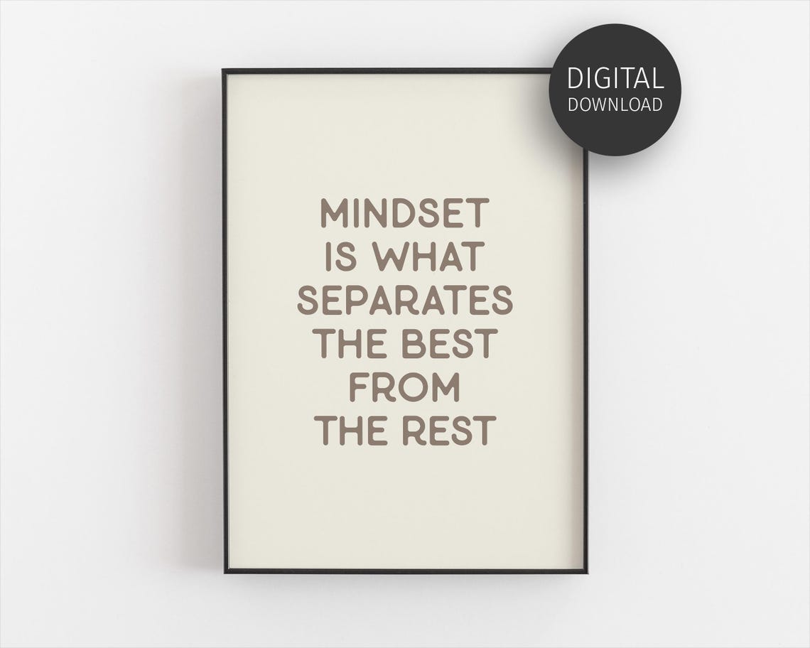 Mindset Separates Best From Rest Beige Quote Motivational Print
