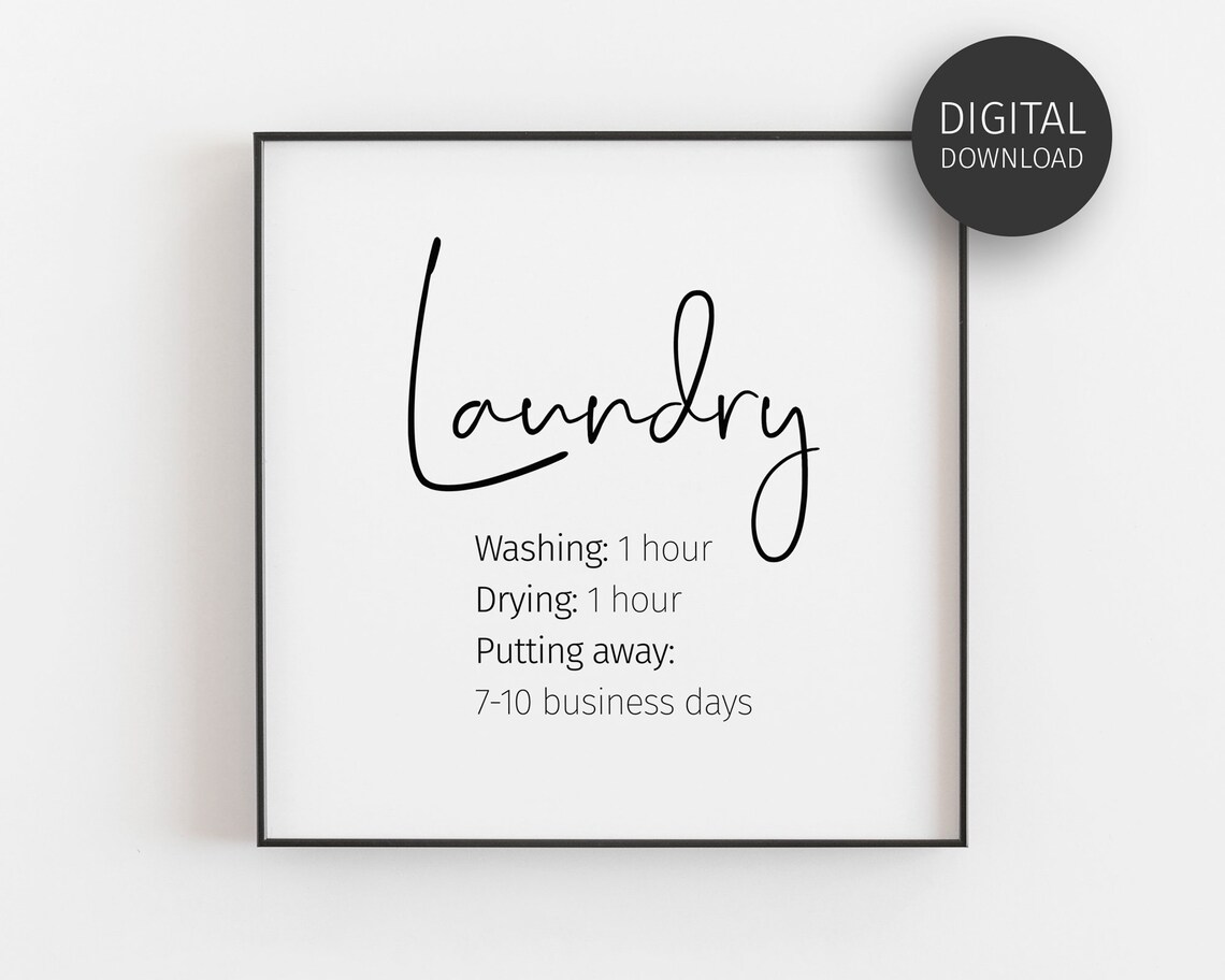 Laundry Room Decor Typography Poster, Minimalist Print