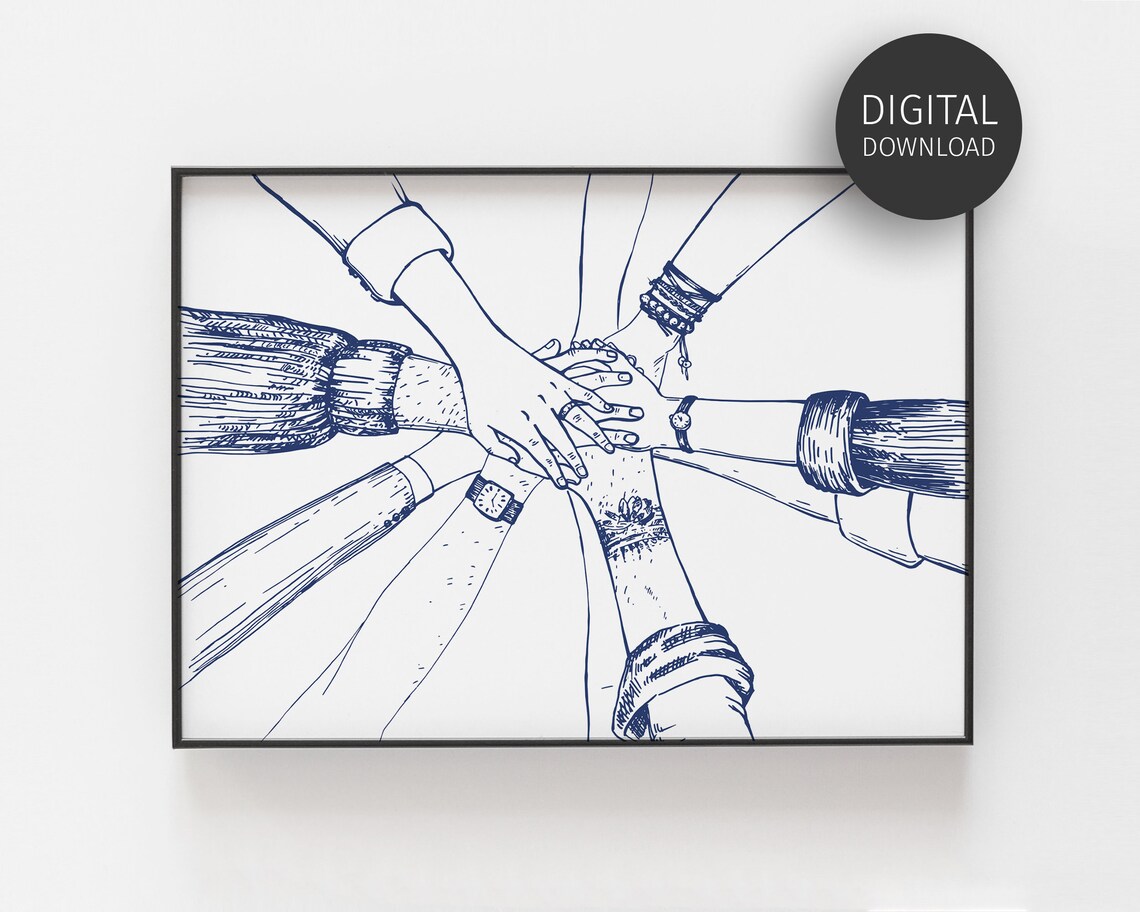 Navy Blue Teamwork Office Decor Art Print