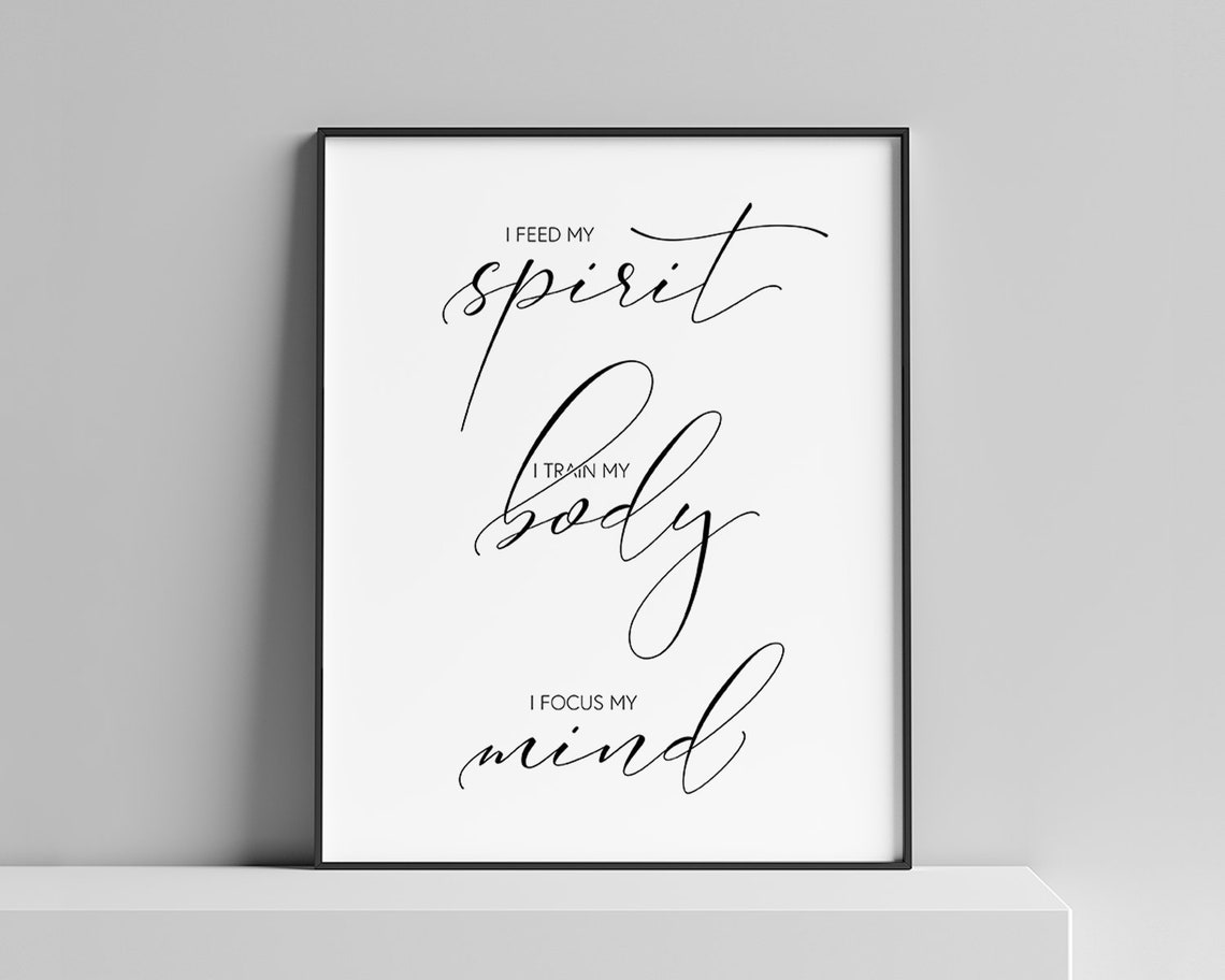 I Feed My Spirit Train My Body Focus My Mind Calligraphy Poster - Image 3