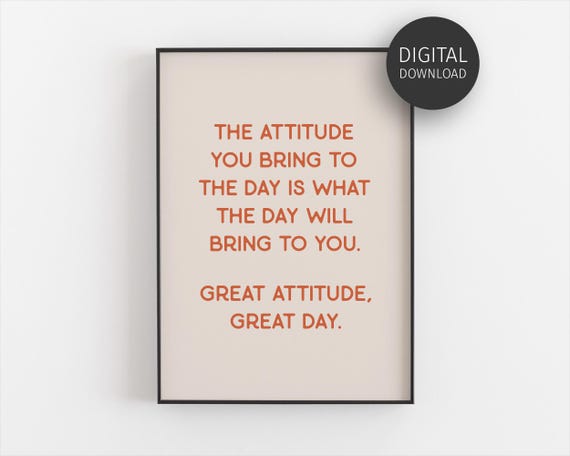 Motivational Attitude Wall Art Poster For Retro Home Office Decor Orange Inspirational Quote Neutral Positive Mindset Art Print