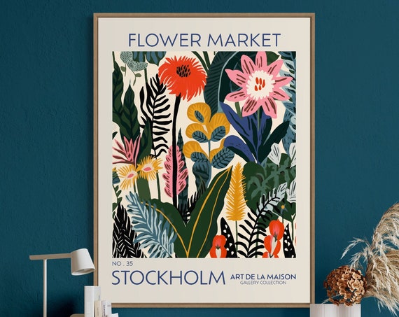 Flower Market, Vintage Botanical Decor Poster