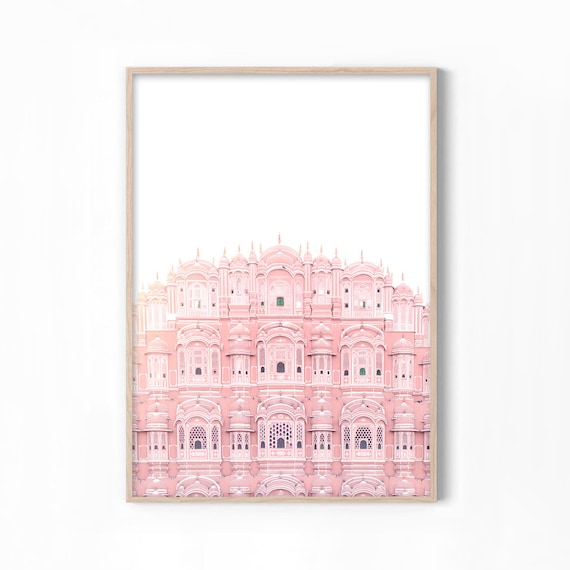 Hawa Mahal Jaipur Travel Poster, Pink Architecture