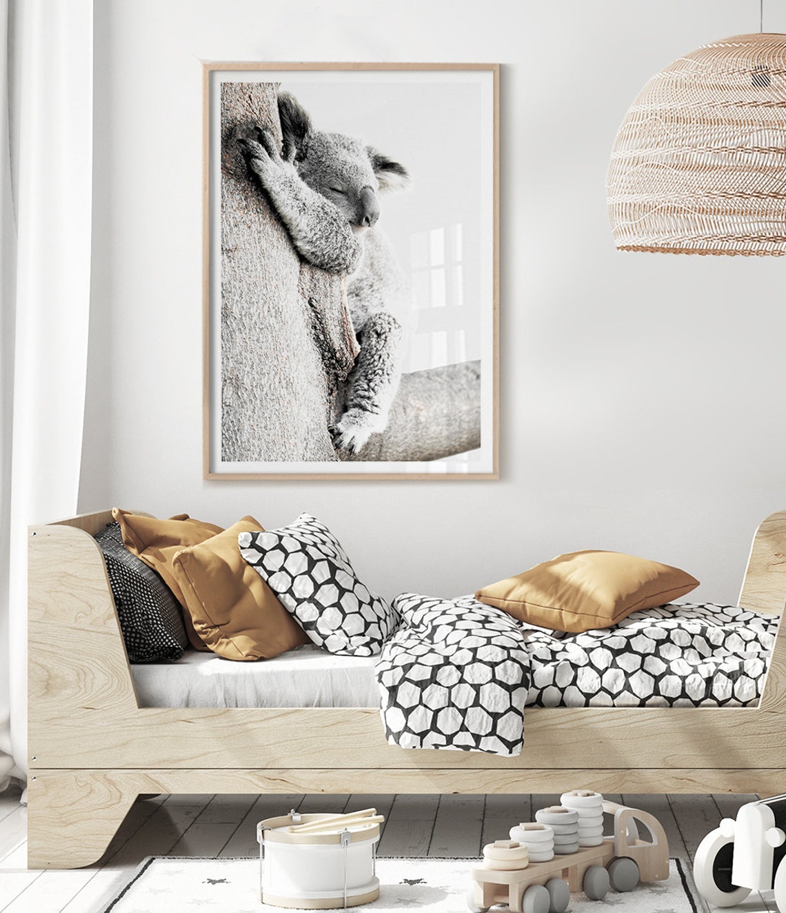 Sleeping Koala Hugging Tree Trunk Australian Wildlife Wall Art Poster - Image 3