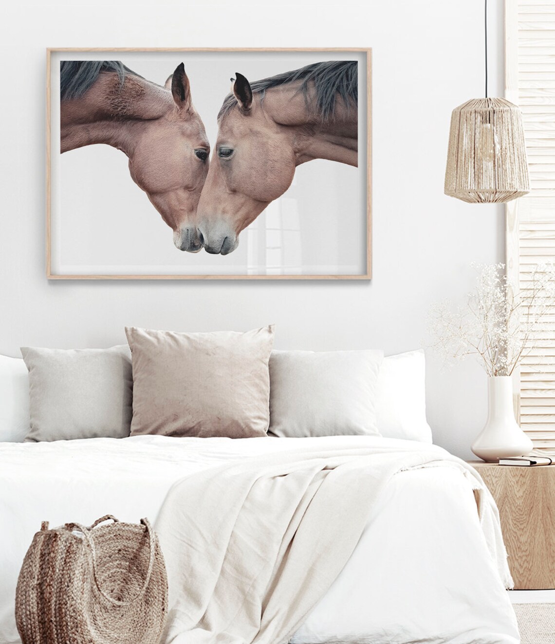 Soulmate Horses Nose To Nose Tender White Background Equestrian Poster - Image 3