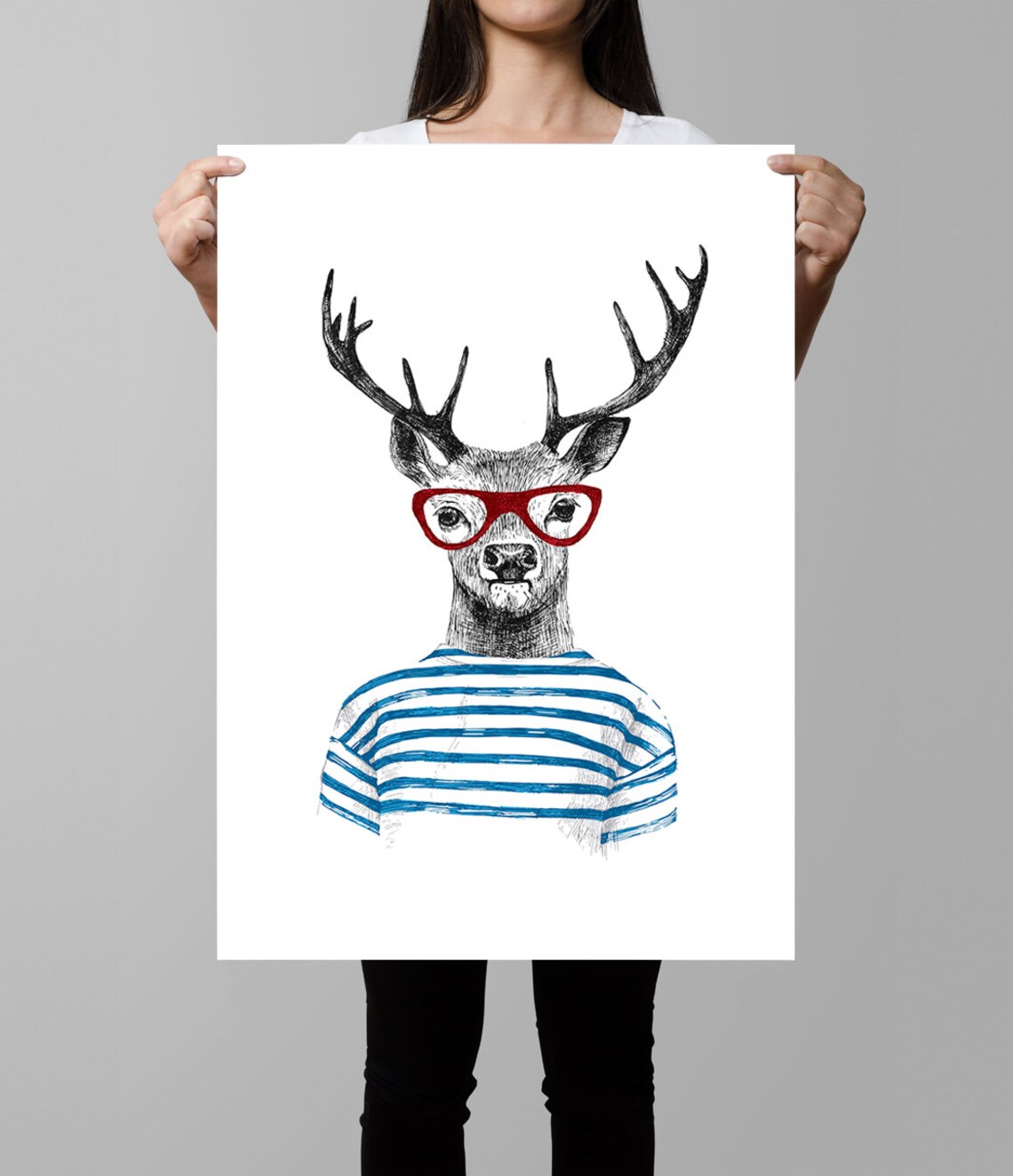 Deer Antlers Hipster Animal Illustration Art Print - Image 3