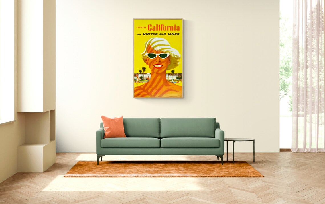 United Air Lines Southern California Vintage Travel Wall Art