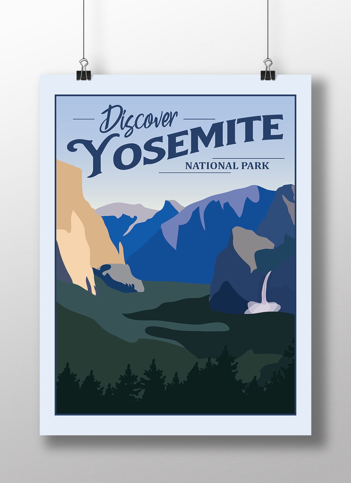 Yosemite National Park Vintage Travel Poster, Retro Look