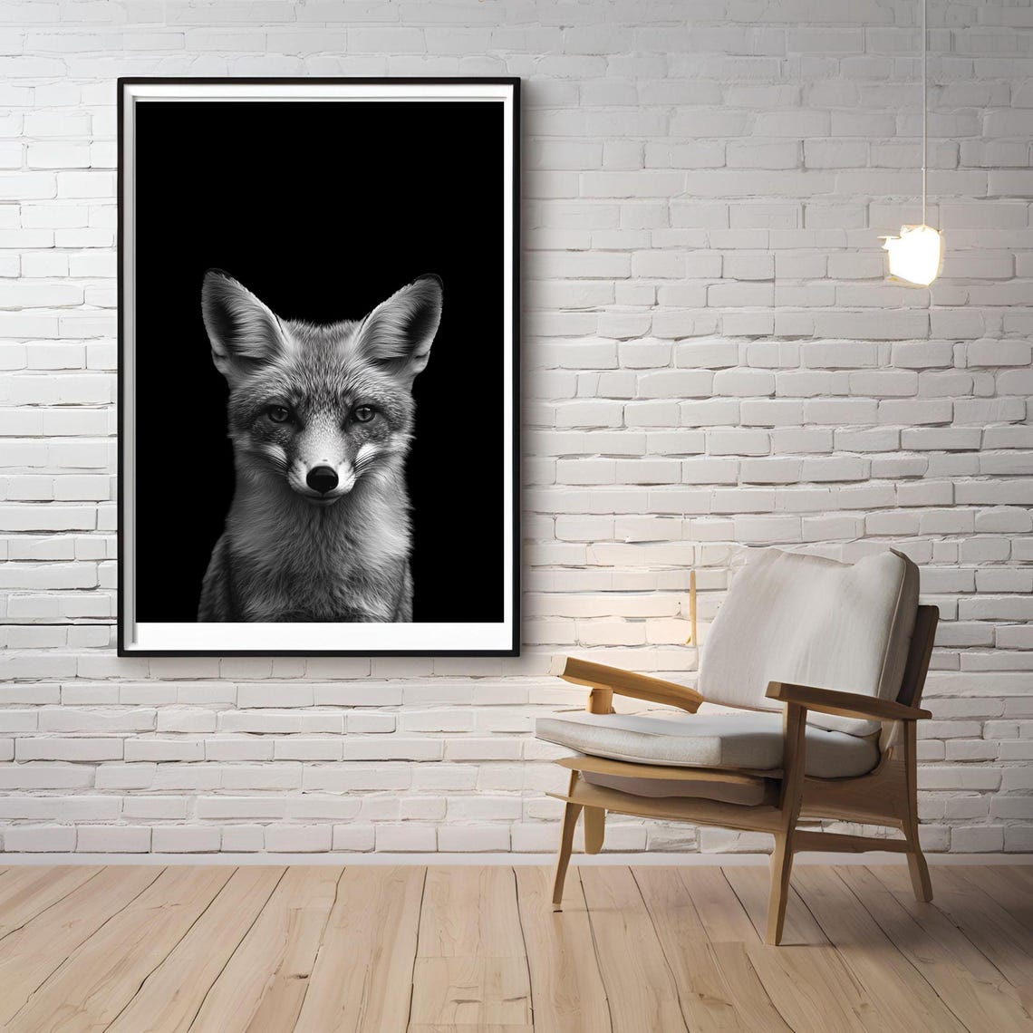 Black and White Fox Portrait Stunning Minimalist Wildlife Poster - Image 6