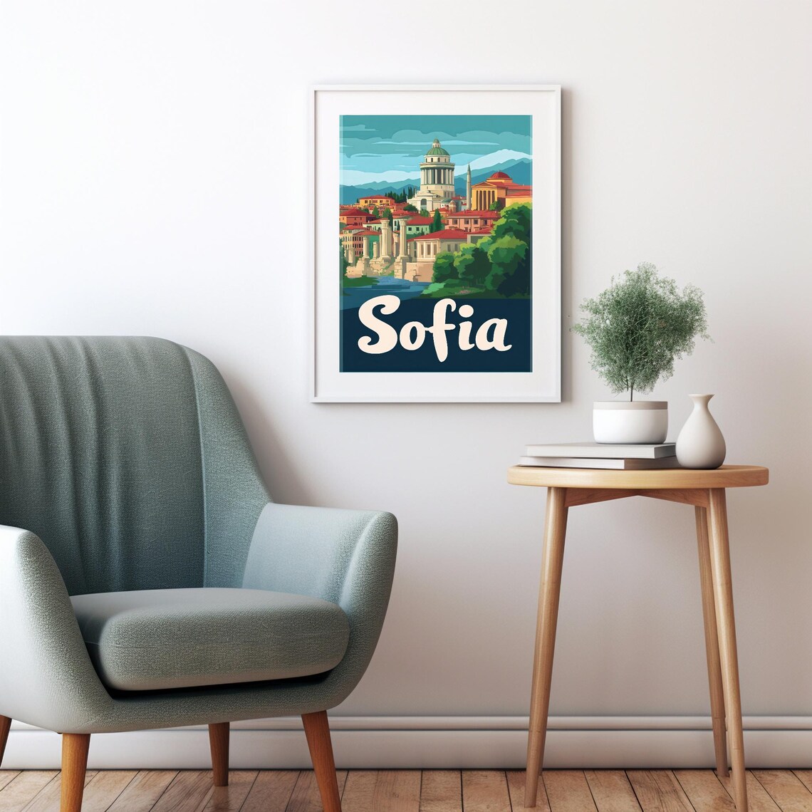 Retro Sofia Cityscape Illustration, Travel Poster - Image 3
