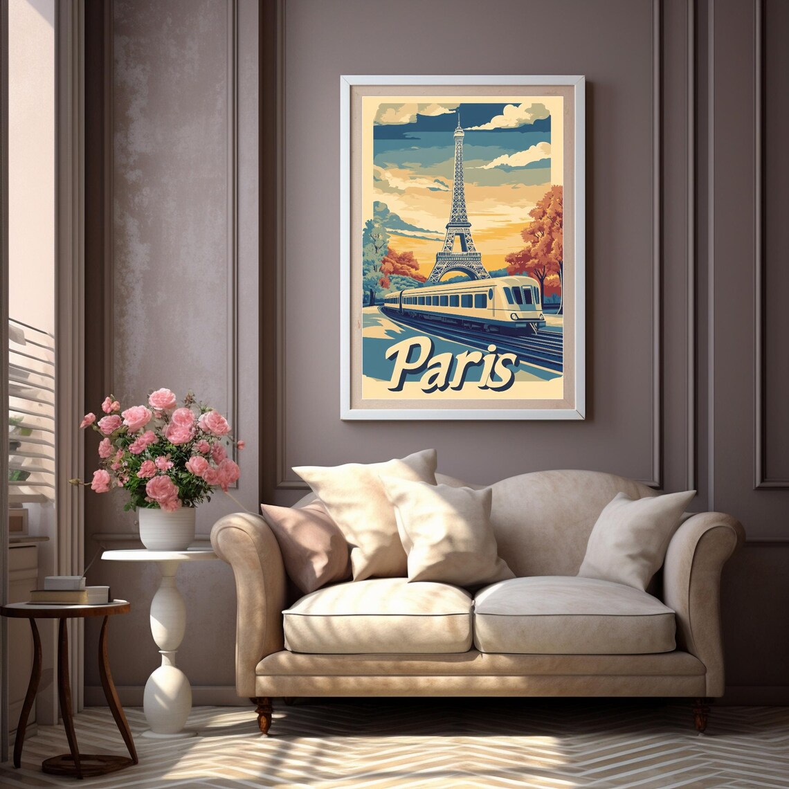 Vintage Parisian Sunset With Eiffel Tower Travel Poster - Image 3