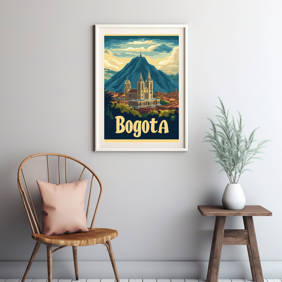 Bogota Monserrate Mountain Travel Poster with Colonial Church View - Image 2