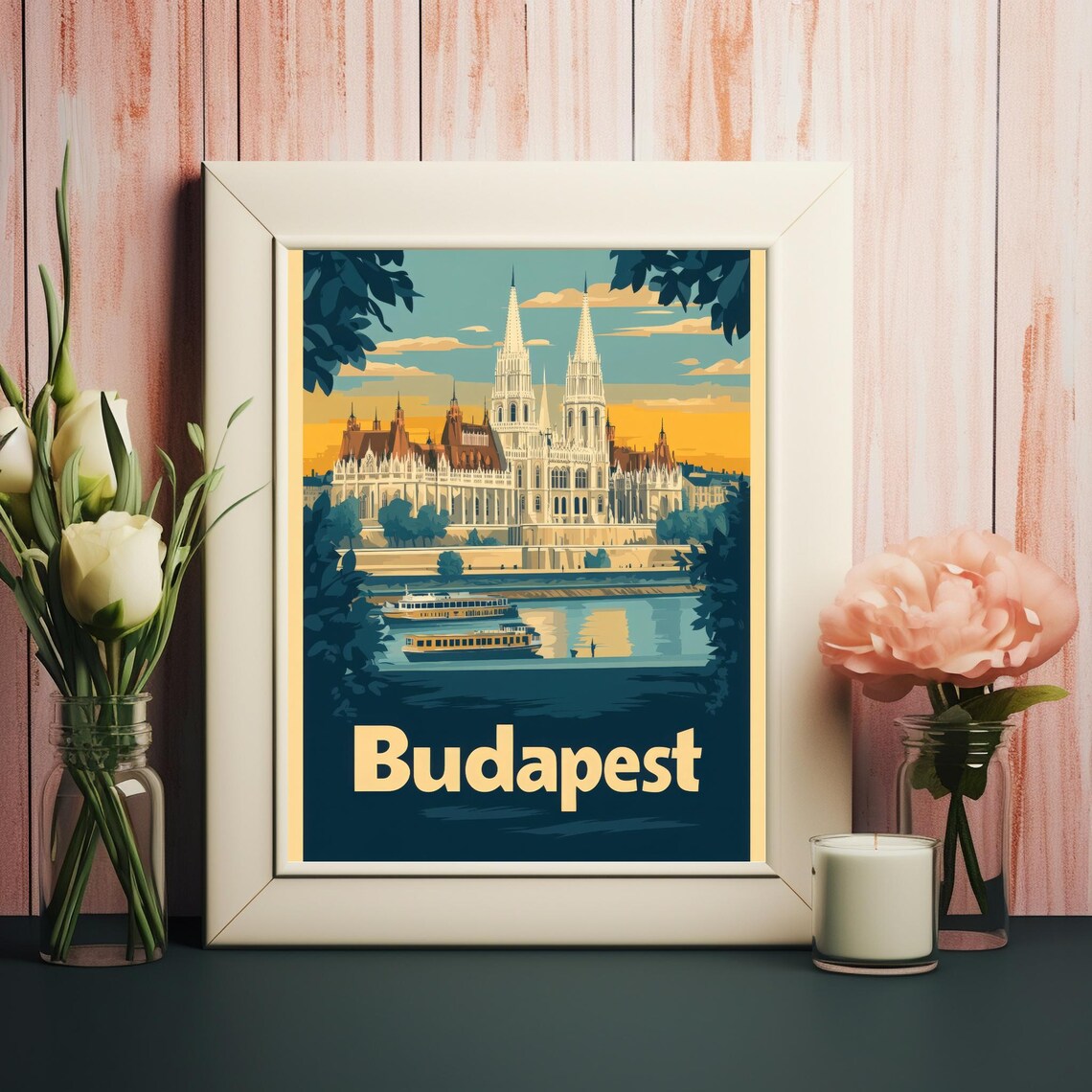 Budapest Parliament Building, Vintage Inspired Illustration - Image 2