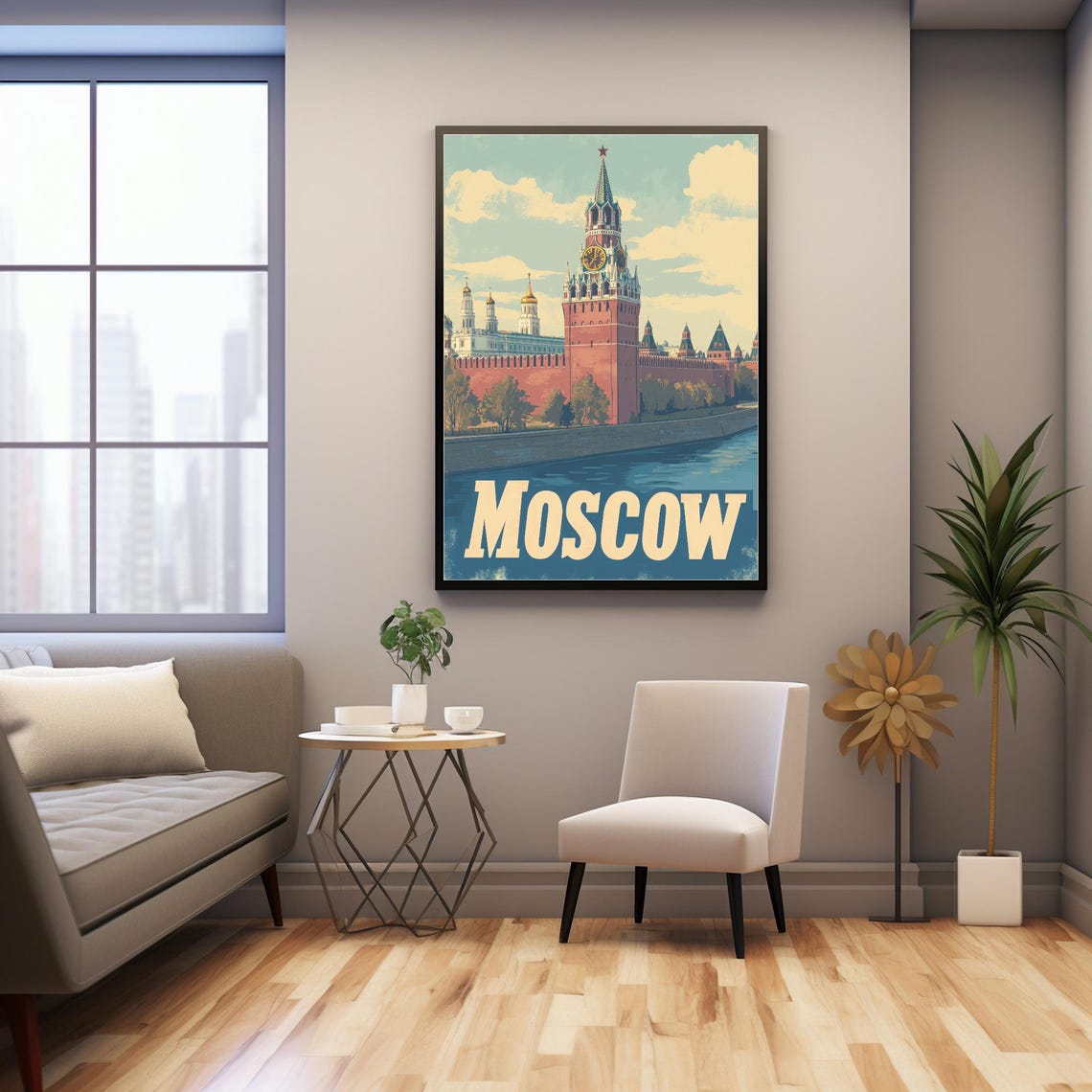 Vintage Moscow Kremlin Illustration With Iconic Architecture And Moscow Text Nostalgic Travel Art Print - Image 3