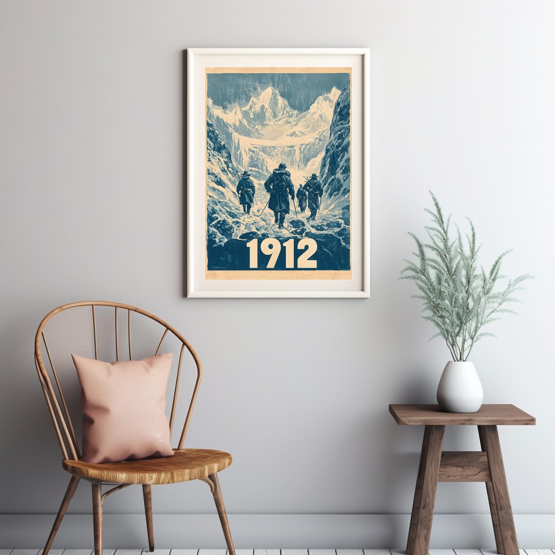 1912 Mountaineers Climbing Snowy Alpine Peaks Vintage Adventure Poster - Image 2
