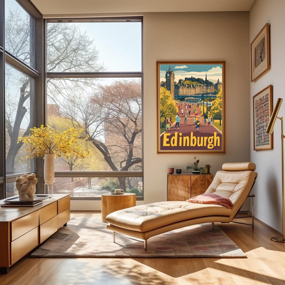 Vibrant Edinburgh Street Scene Illustration With Bold Edinburgh Typography Perfect For Wall Art And Instant - Image 2