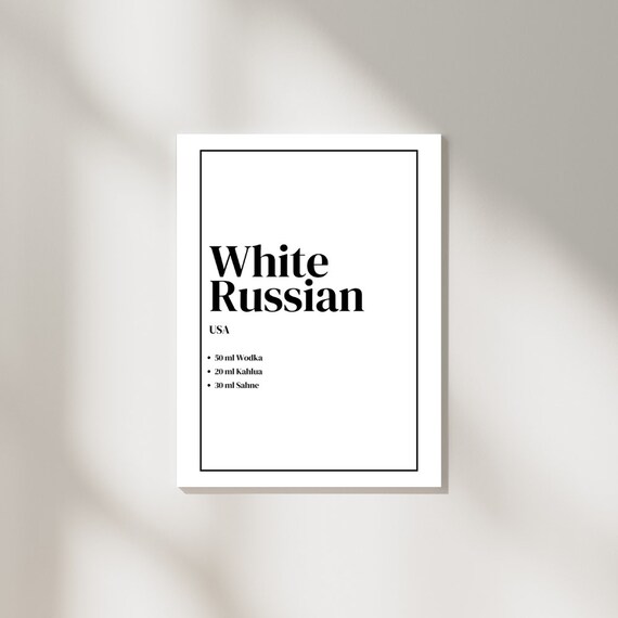 White Russian Cocktail Bar Art Print