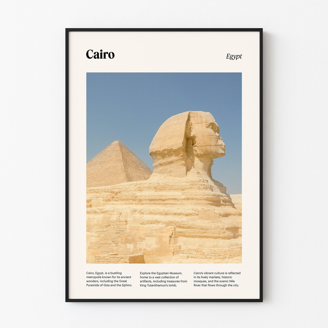 Cairo Egypt Great Sphinx Giza Pyramid Desert Wonders View Poster - Image 4