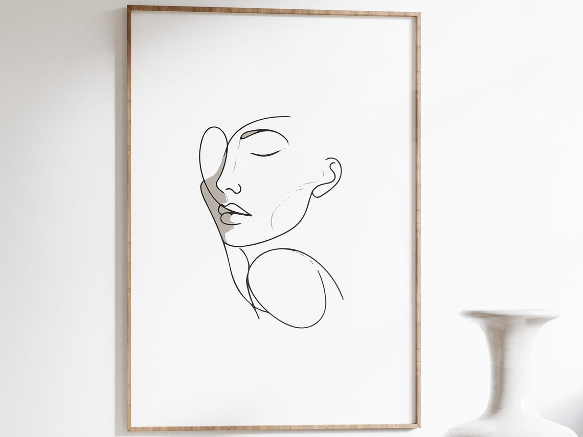 Minimalist Woman Face Line Art Poster Serene One Line Portrait