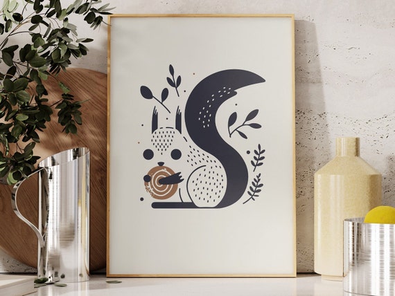 Squirrel Eating Cinnamon Bun Framed Animal Print For Cute Kitchen Wall Art I Squirrel Poster For Boho Cafe Decor