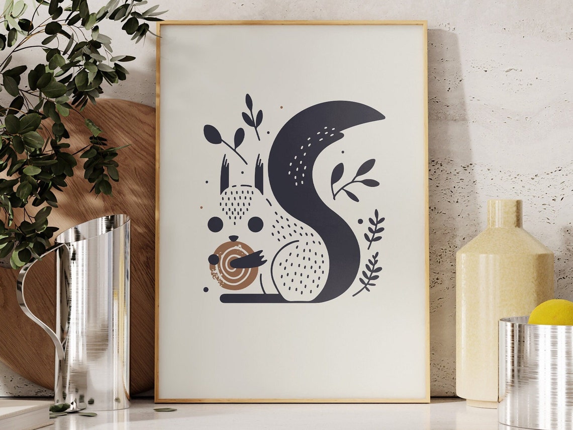 Squirrel Eating Cinnamon Bun Framed Animal Print For Cute Kitchen Wall Art I Squirrel Poster For Boho Cafe Decor
