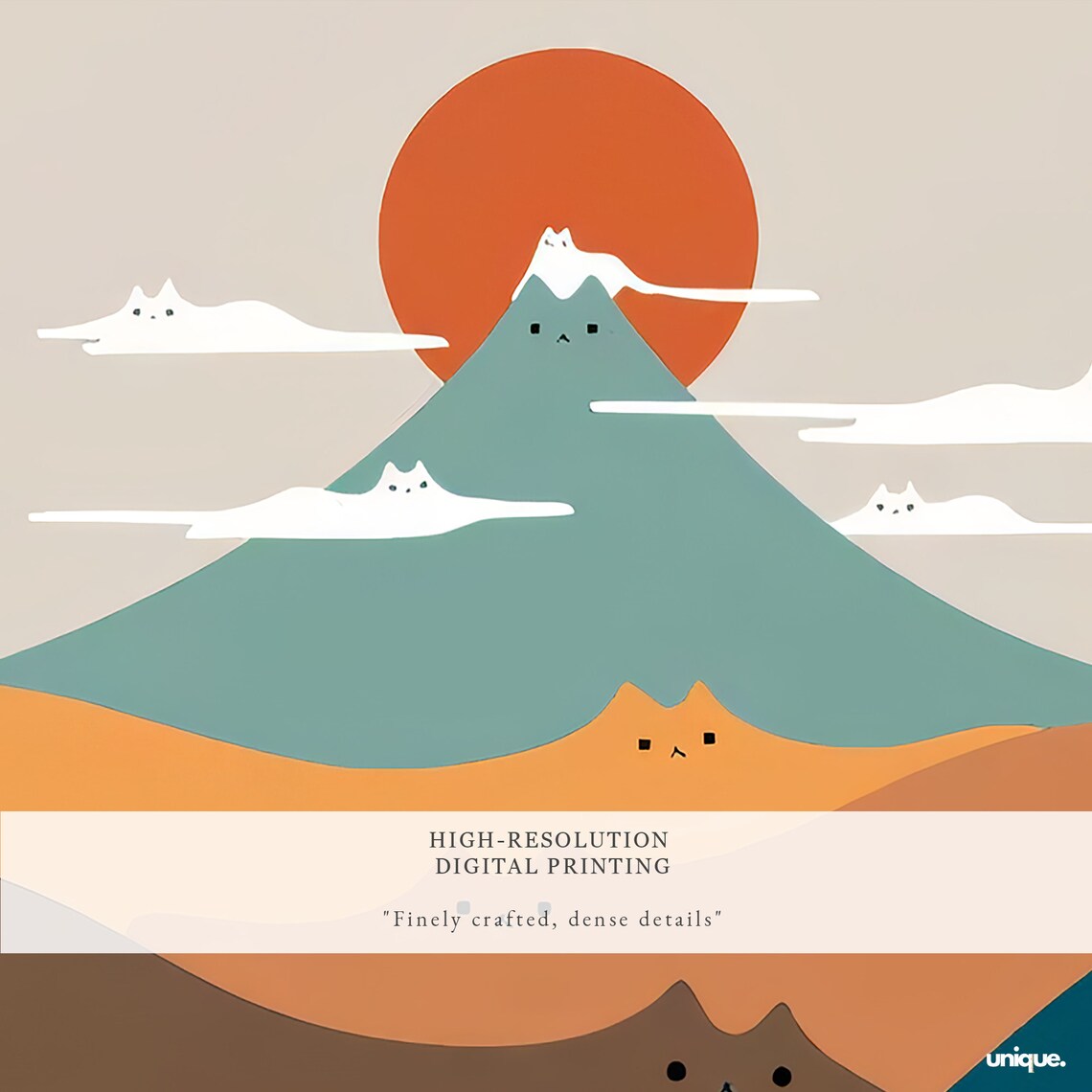Cat Mountain Abstract Colorful Feline Landscape Poster Decor - Image 2