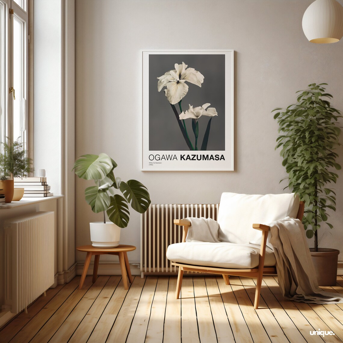Ogawa Kazumasa White Iris Kaempferi 1896 Botanical Art Poster - Image 2