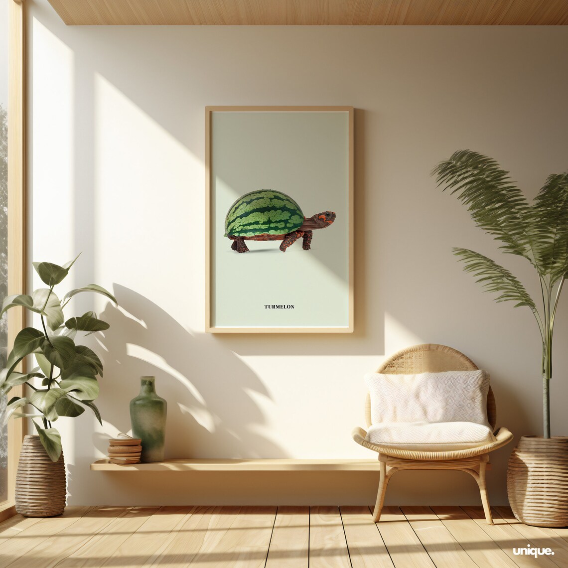 Turtle Wall Art Turmelon Animal Theme Abstract Funny Wall Decor Abstract Wall Art Animal Wallpaper Turtle Art Print - Image 2