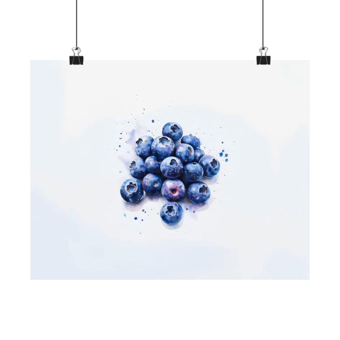 Fresh Watercolor Blueberries Fruit Still Life Kitchen Poster