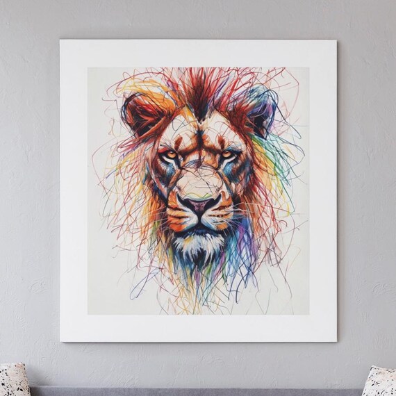 Bold Colorful Lion Abstract Animal Art