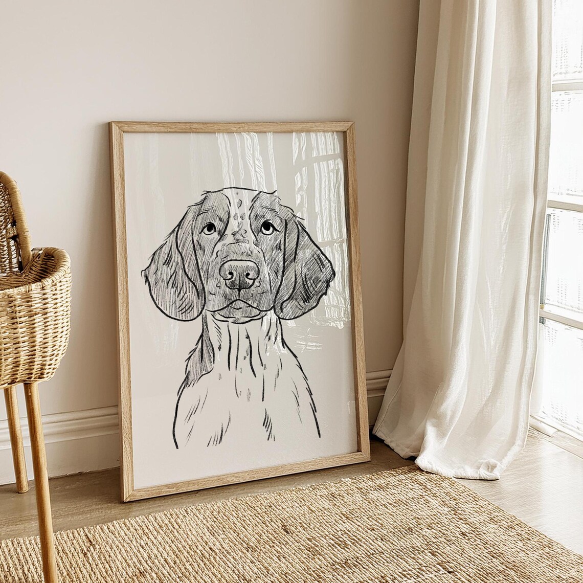 Custom Dog Vintage Graphite Sketch, Dog Lover Gift - Image 5