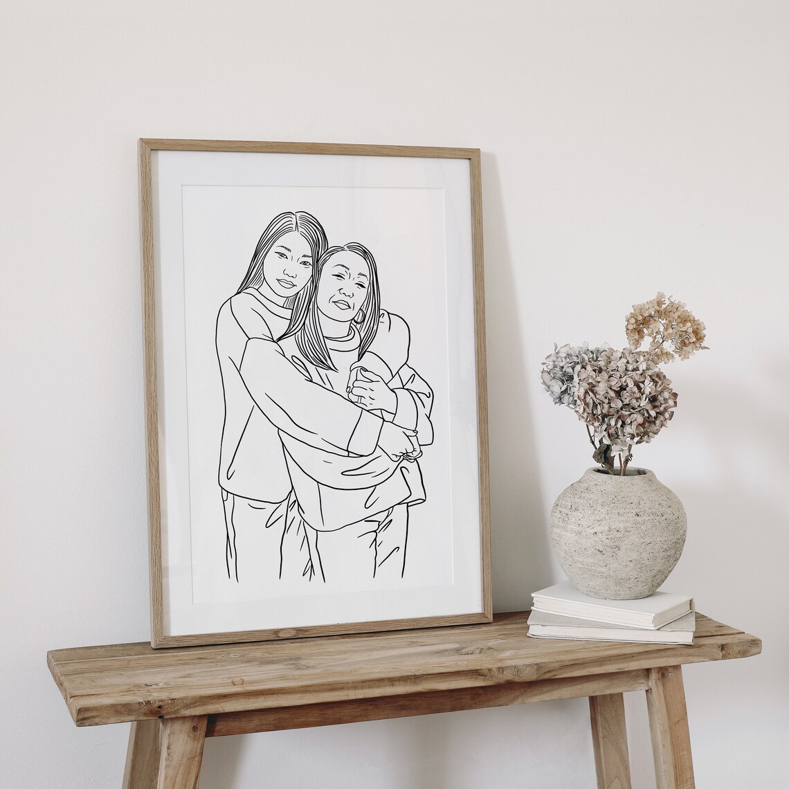 Mother's Day Gift One Line Art Couple Portrait - Image 4