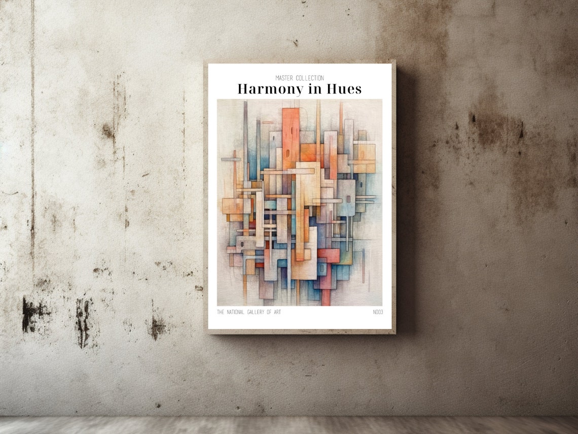 Harmony In Hues Abstract Pastel Geometric Modern City Poster - Image 2
