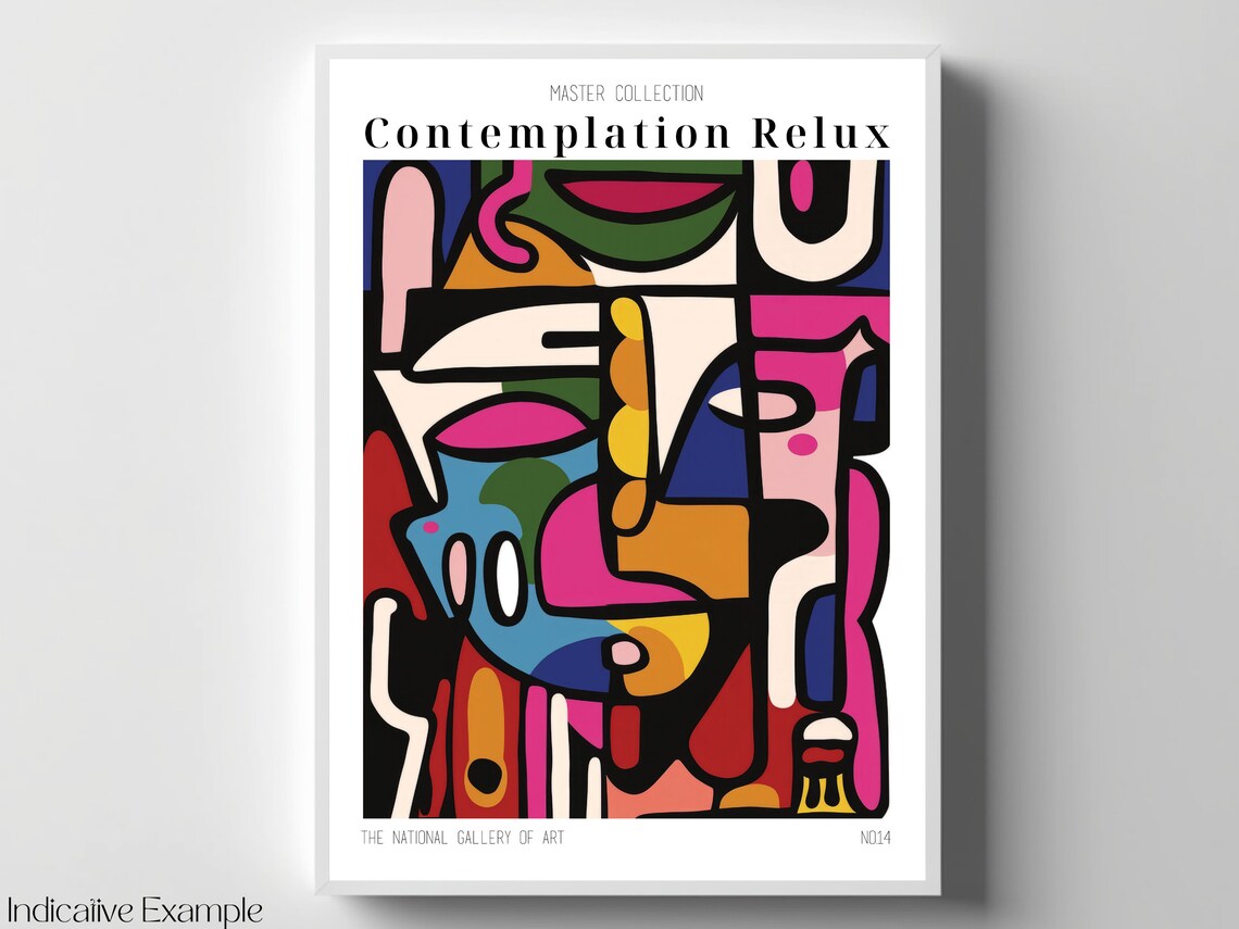 Contemplation Relux Cubist Abstract Face Bold Color Art Poster - Image 4