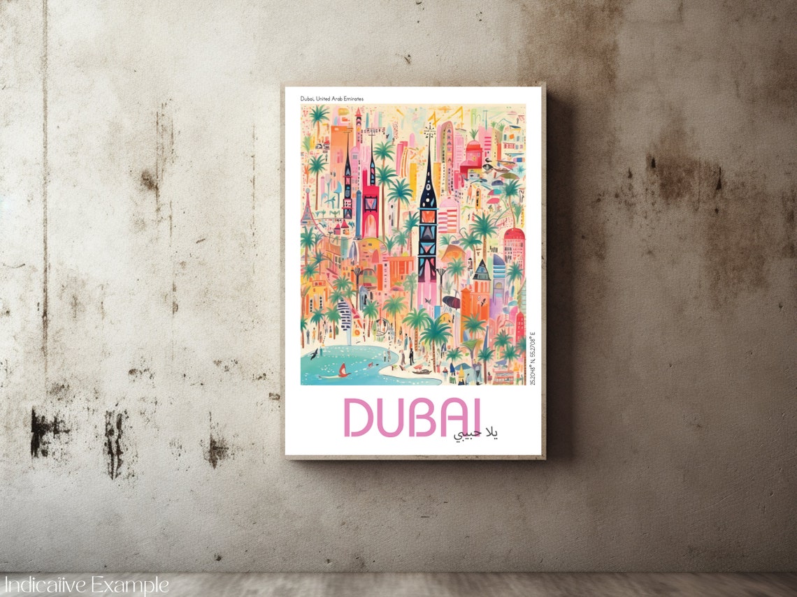 Dubai United Arab Emirates Palm Beach Modern Illustrated Travel Poster - Image 2