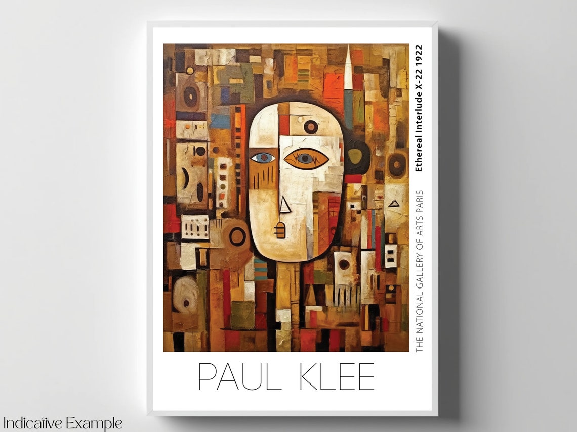 Paul Klee Inspired Cubist Warm Face Ochre Mosaic Abstract Poster - Image 4