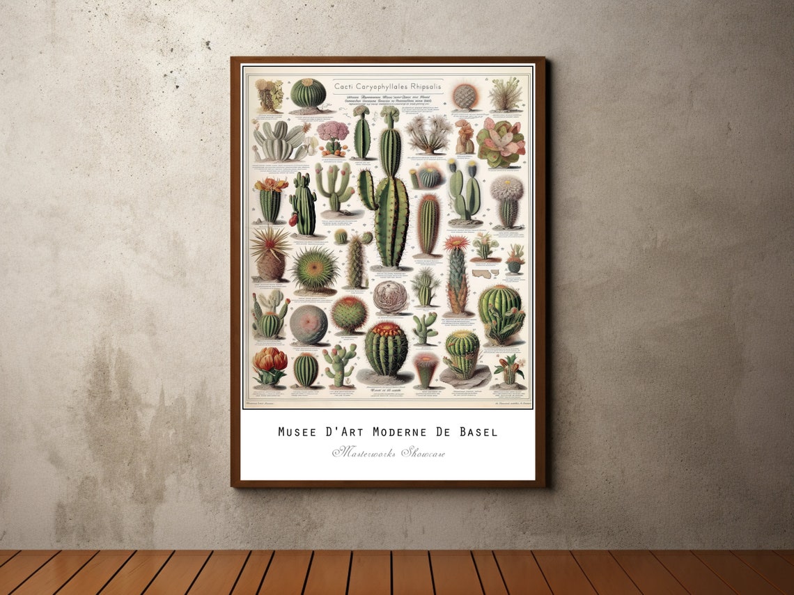 Vintage Cactus Chart Haeckel Inspired Botanical Specimen Poster