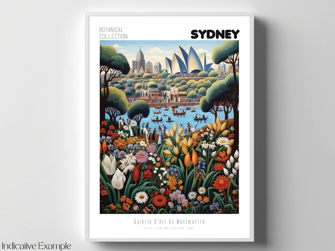 Sydney Travel Print Sydney Vintage Poster Sydney Wall Art Henri Rousseau Print Flower Market Poster Sydney Opera House Poster Print - Image 4