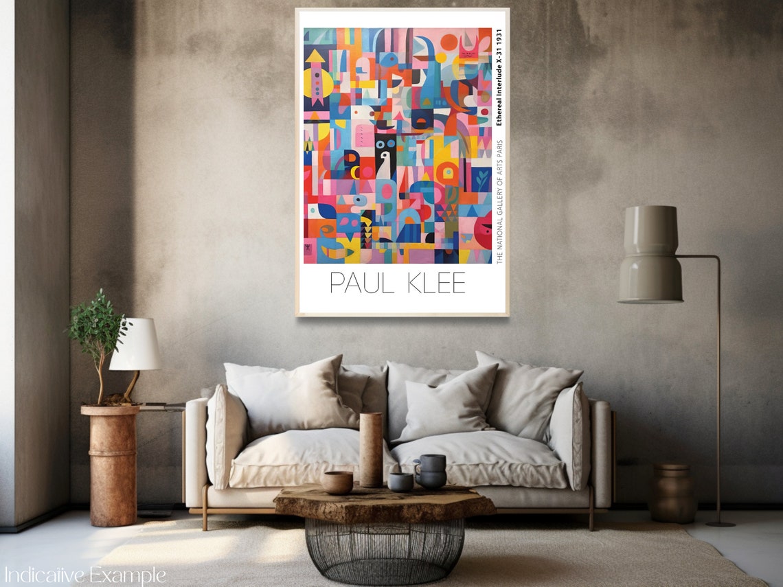 Paul Klee Inspired Vibrant Pink Blue Mosaic Playful Art Poster - Image 3