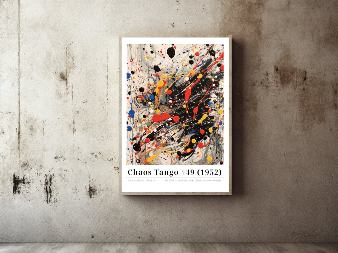 Chaos Tango 49 Pollock Inspired Black Red White Splatter Poster - Image 2