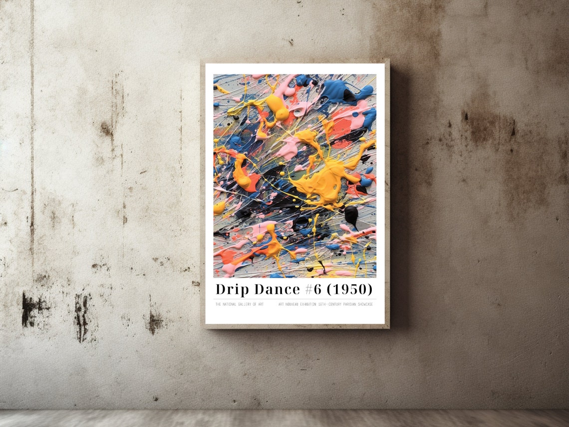 Drip Dance Number 6 Pollock Inspired Colorful Drip Paint Poster - Image 2
