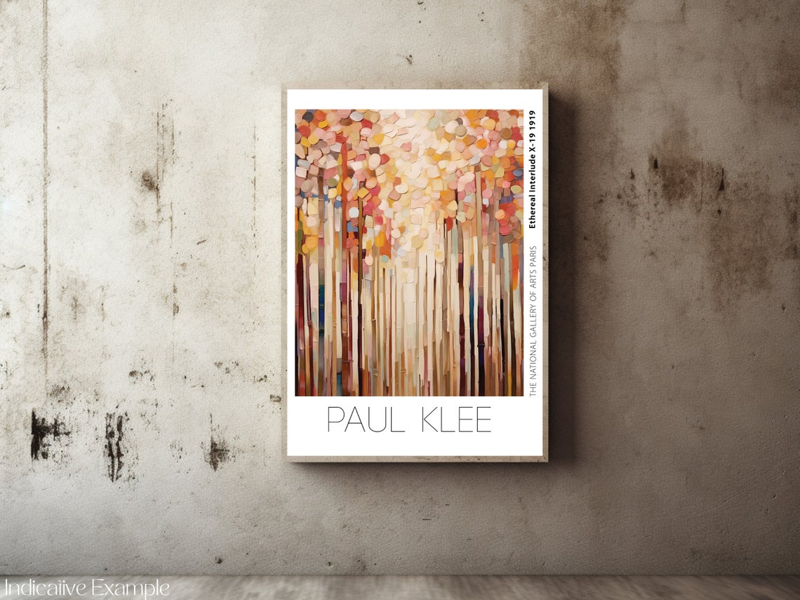 Paul Klee Inspired Shimmering Autumn Forest Gold Pink Poster - Image 2