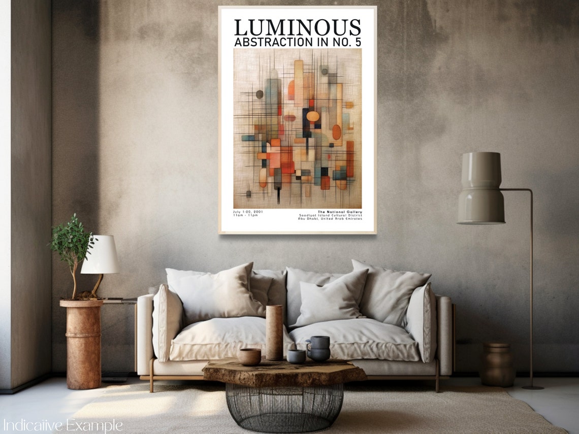 Luminous Abstraction No 5 Soft Beige Modern Geometric Line Poster - Image 3