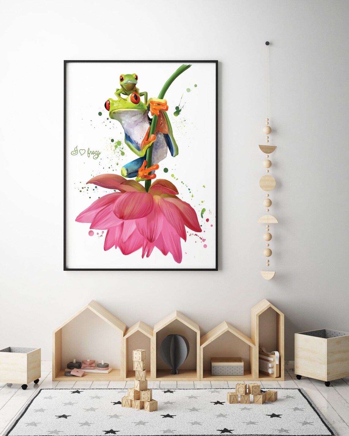 Watercolor Frog Print, Nature Wall Art Print