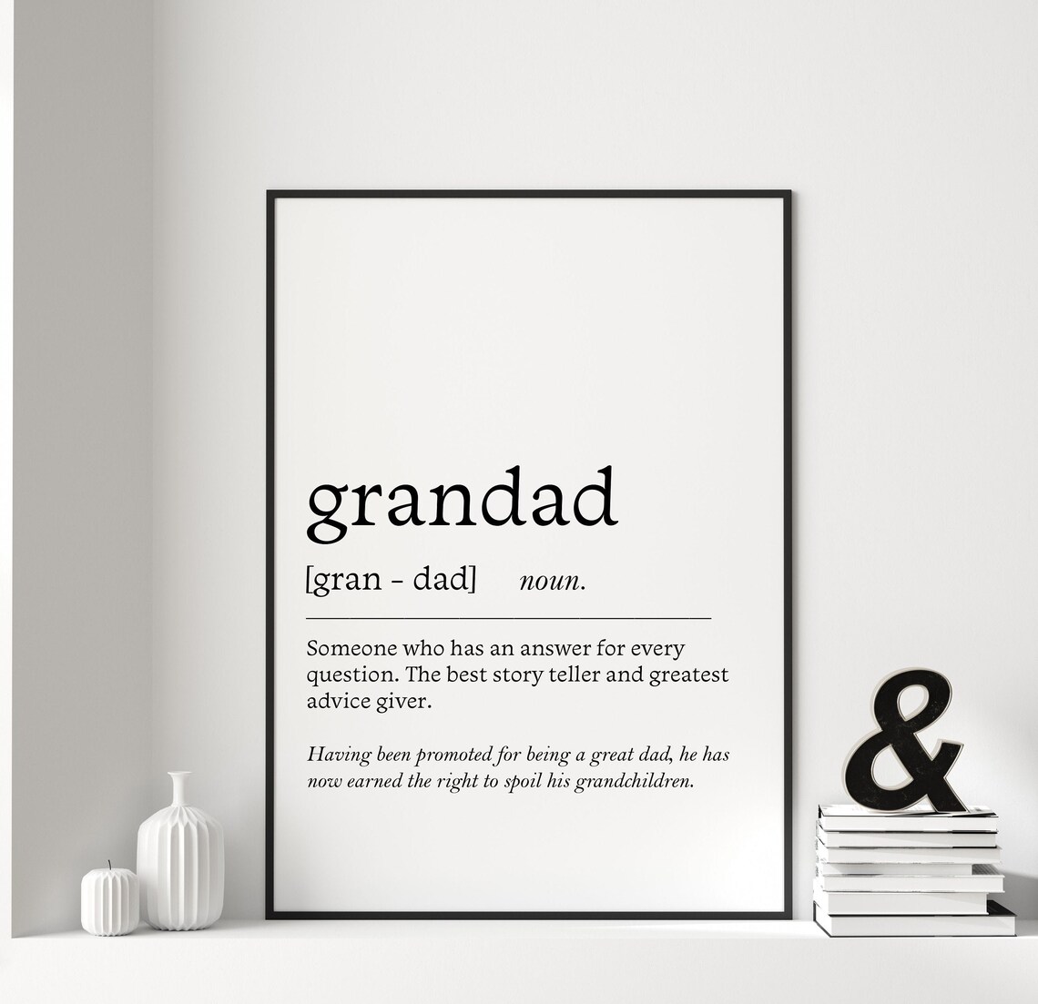 Grandad Noun Definition Print, Fathers Day Art Print