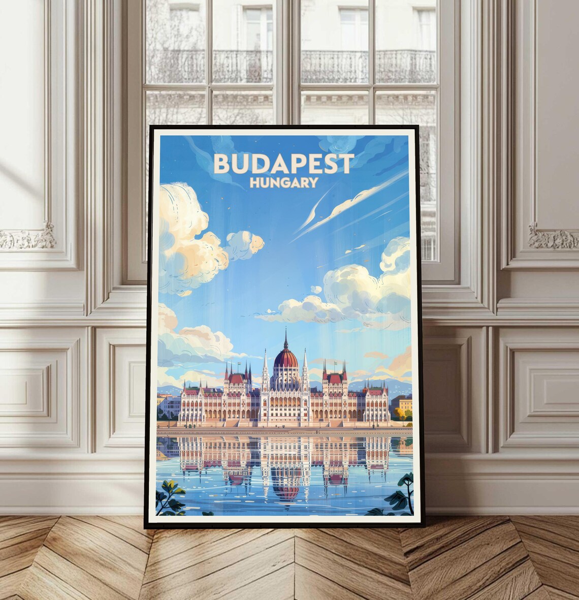 Budapest Poster Travel Hungary Print Wall Art Cityscape Illustration