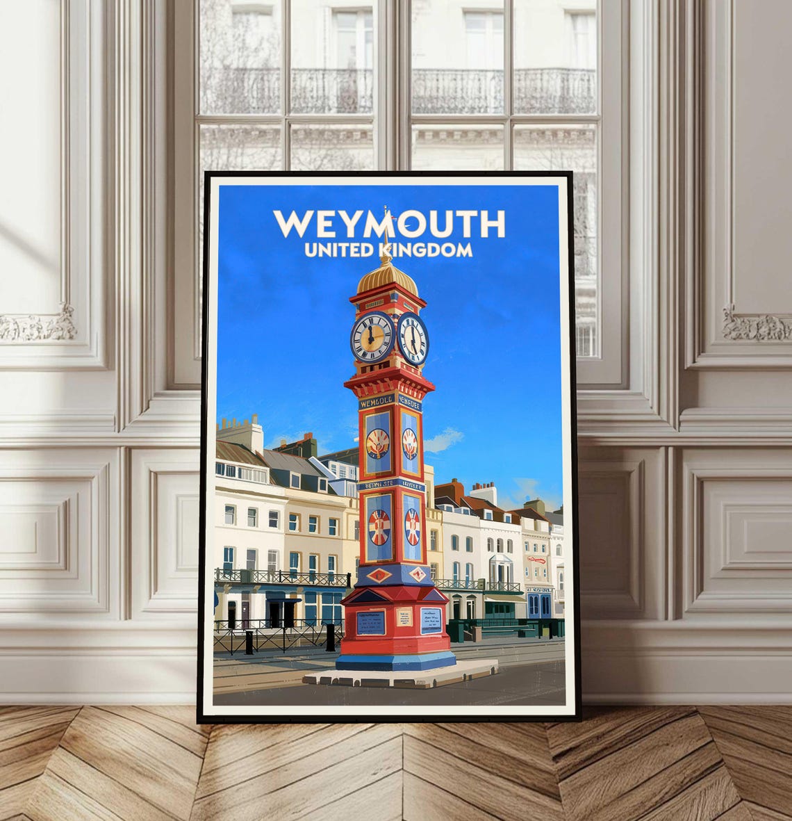 Weymouth United Kingdom Seaside Clock Tower Vintage Travel Poster